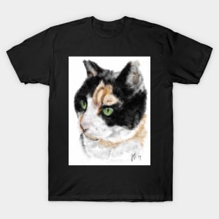 Black and white cat with green eyes T-Shirt